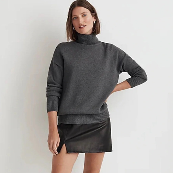 Madewell Sweater Womens Size XXS Heather Graphite Grey Gray Turtleneck Cotton - Picture 1 of 9